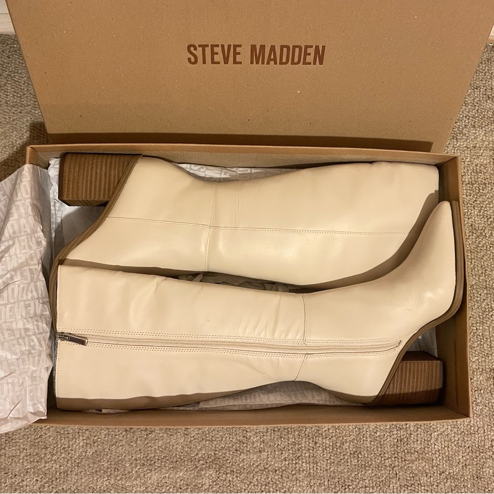 Steve Madden Tove Bone Leather Knee High Boots